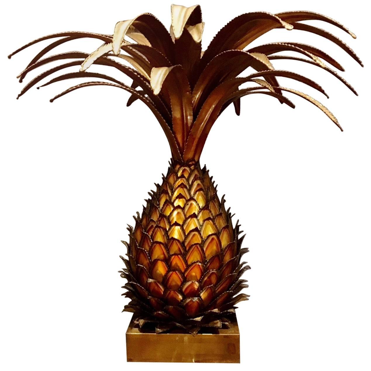 Large Maison Jansen Brass Pineapple Design Table Lamp