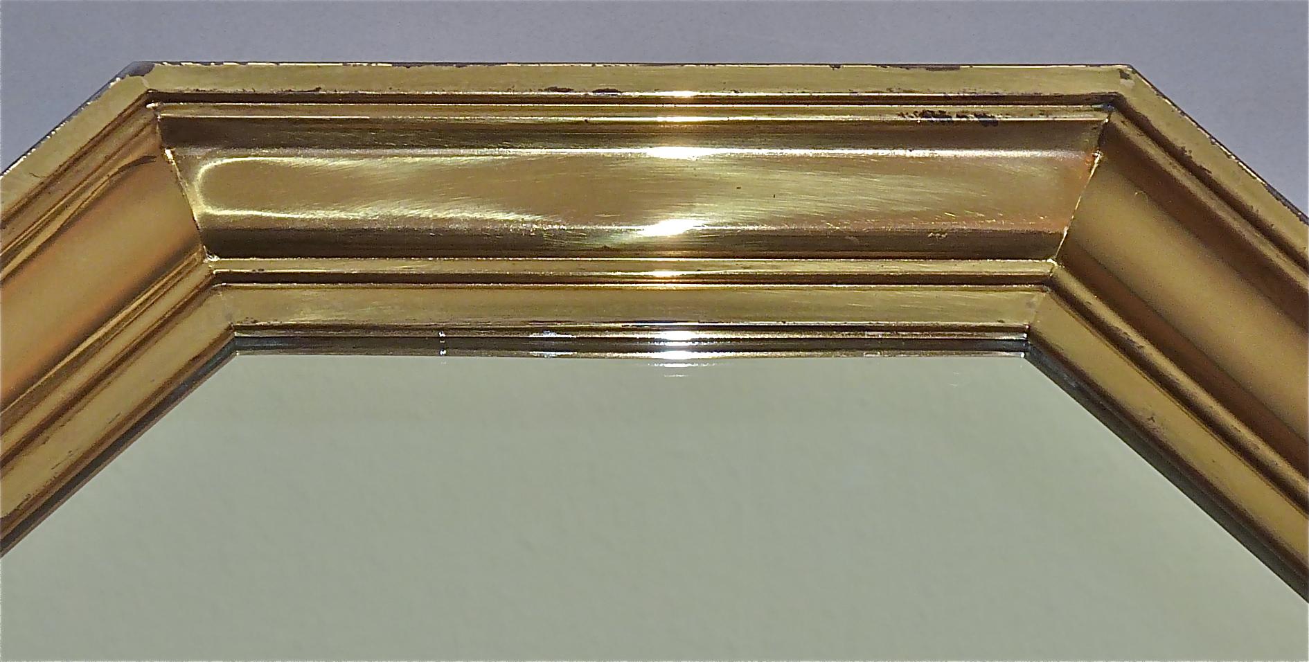 Großer achteckiger Spiegel aus patiniertem Messing im Crespi-Rizzo-Stil von Maison Jansen, 1970er Jahre im Angebot 4