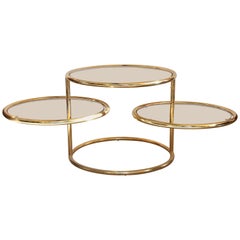 Large Maison Jansen Style Gold-Plated 3-Tier Turning Top Side Table