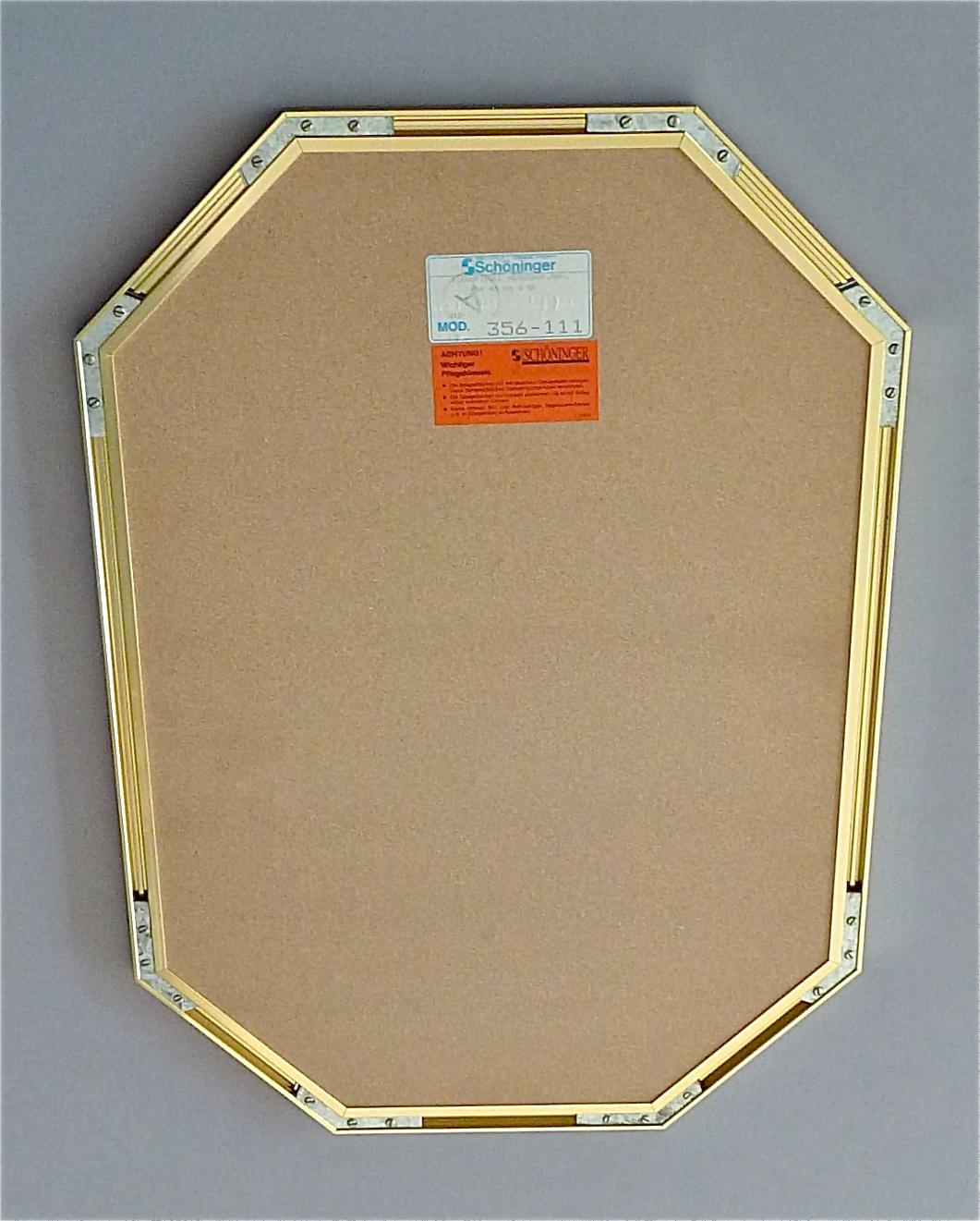 Large Maison Jansen Style Mirror Octagonal Gilt Brass Faceted Glass Crespi Rizzo For Sale 7