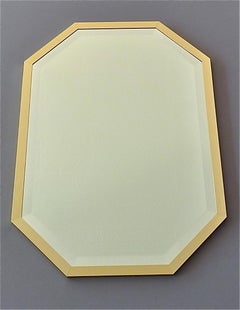 Large Maison Jansen Style Mirror Octagonal Gilt Brass Faceted Glass Crespi Rizzo