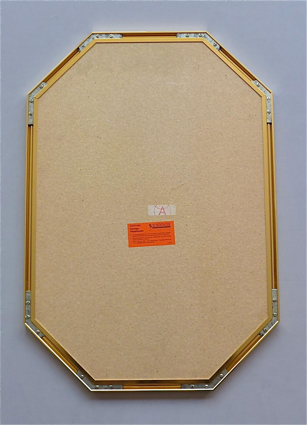 Allemand Grand miroir octogonal en laiton doré à facettes Crespi Rizzo de la Maison Jansen en vente