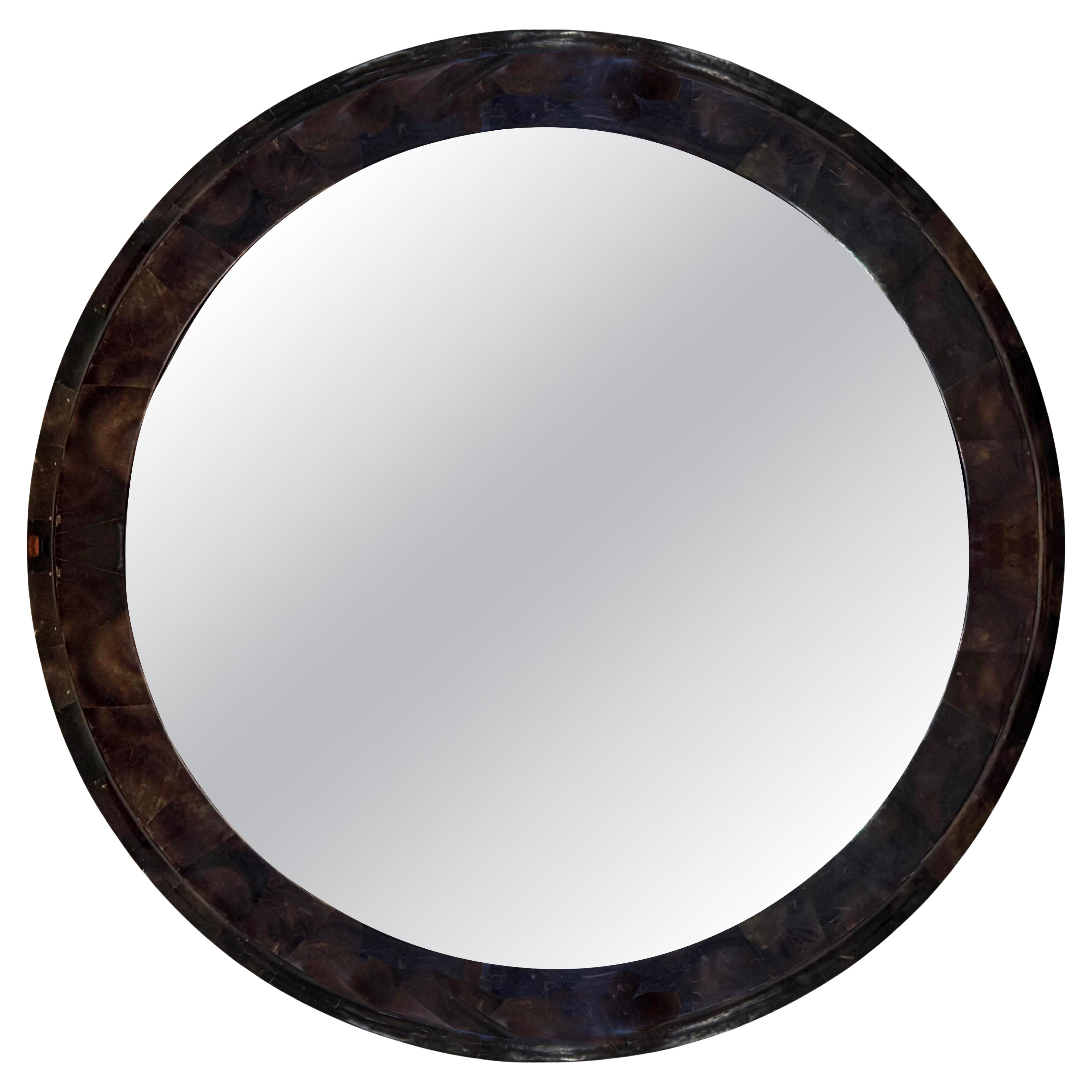Large Maitland Smith 1980s Tessellated Shell Mirror, Tortoise Shell Finish