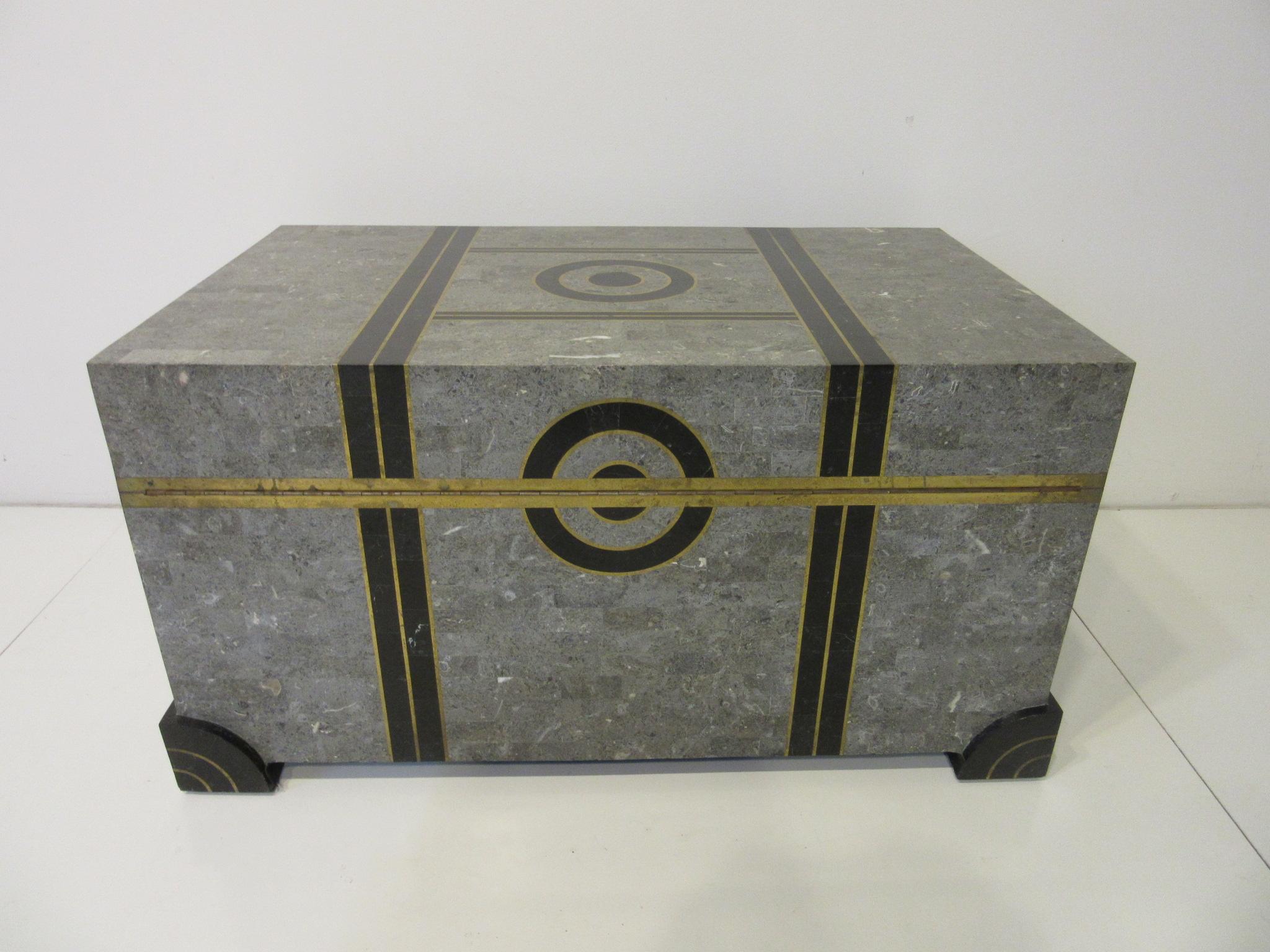 Coffee Table Chest in Tessellated Marble by Robert Marcius for Maitland Smith  4