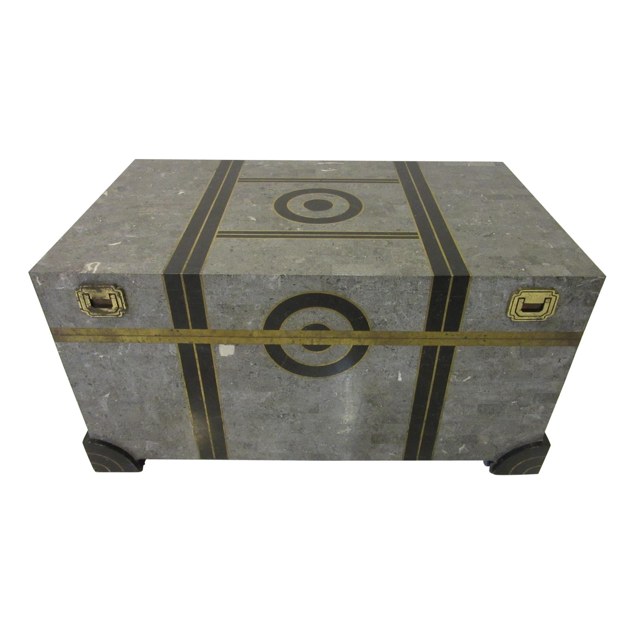 Coffee Table Chest in Tessellated Marble by Robert Marcius for Maitland Smith 