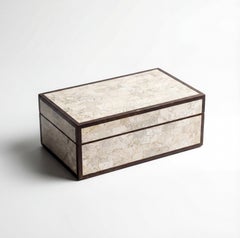 Large Maitland Smith Tessellated Marble & Brass Box 1970s