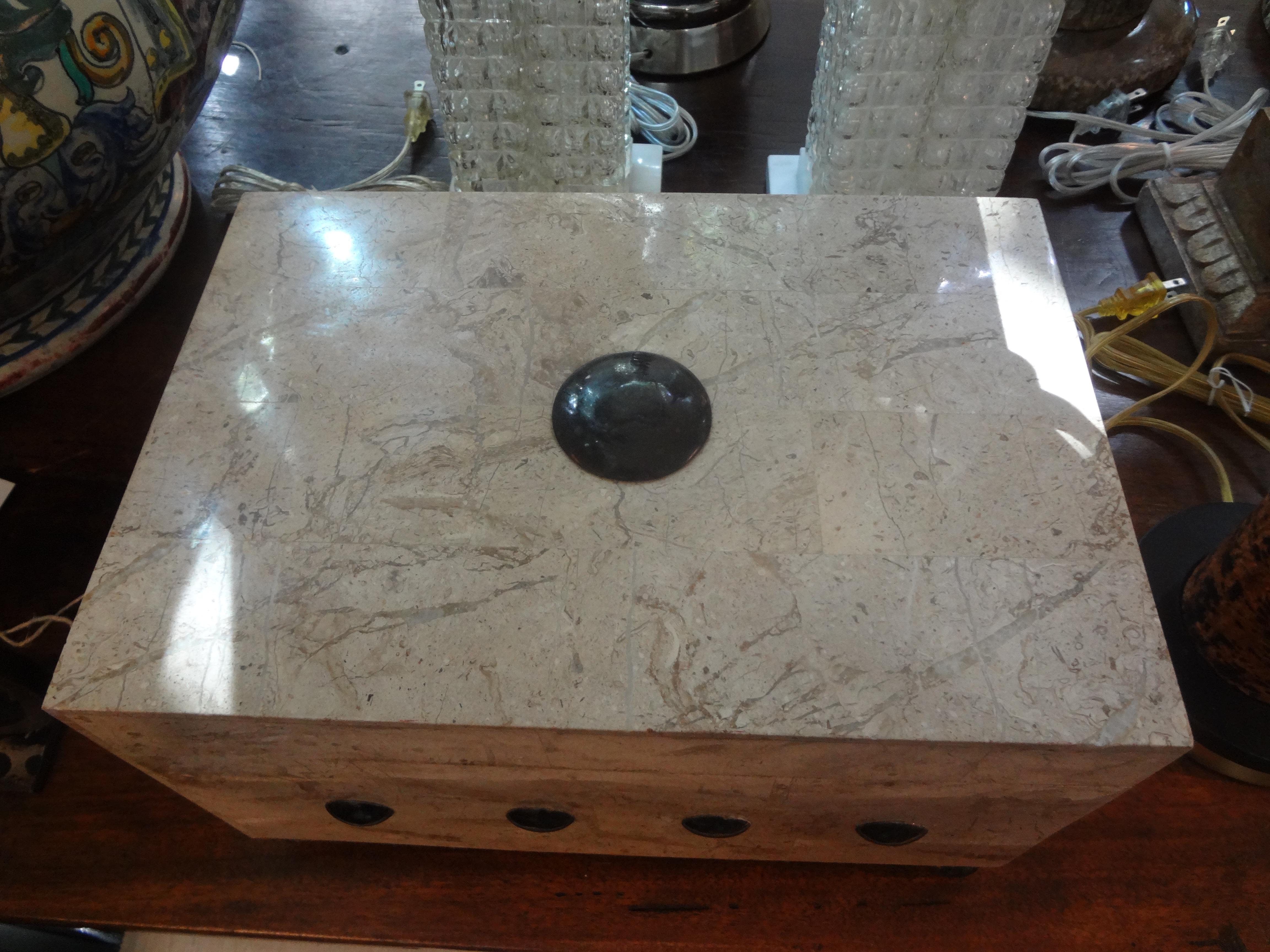 Hollywood Regency Large Maitland Smith Tessellated Stone Box