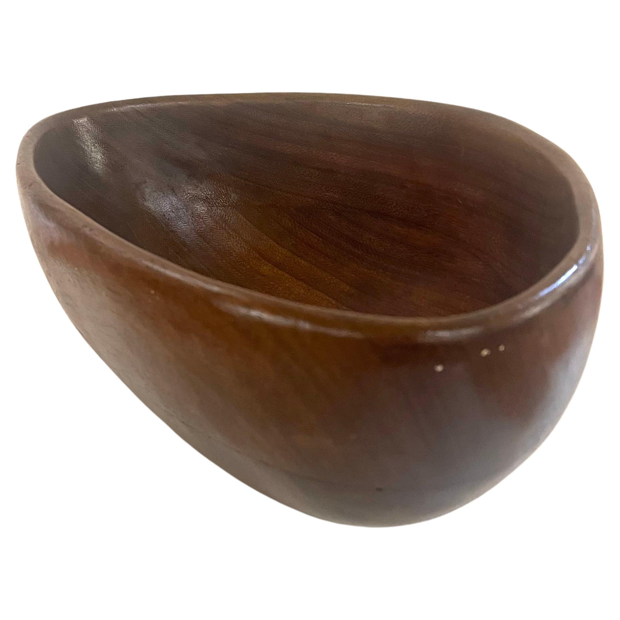 Mid-Century Modern Large Majestic solid walnut Carved Freeform Tribal Bowl For Sale