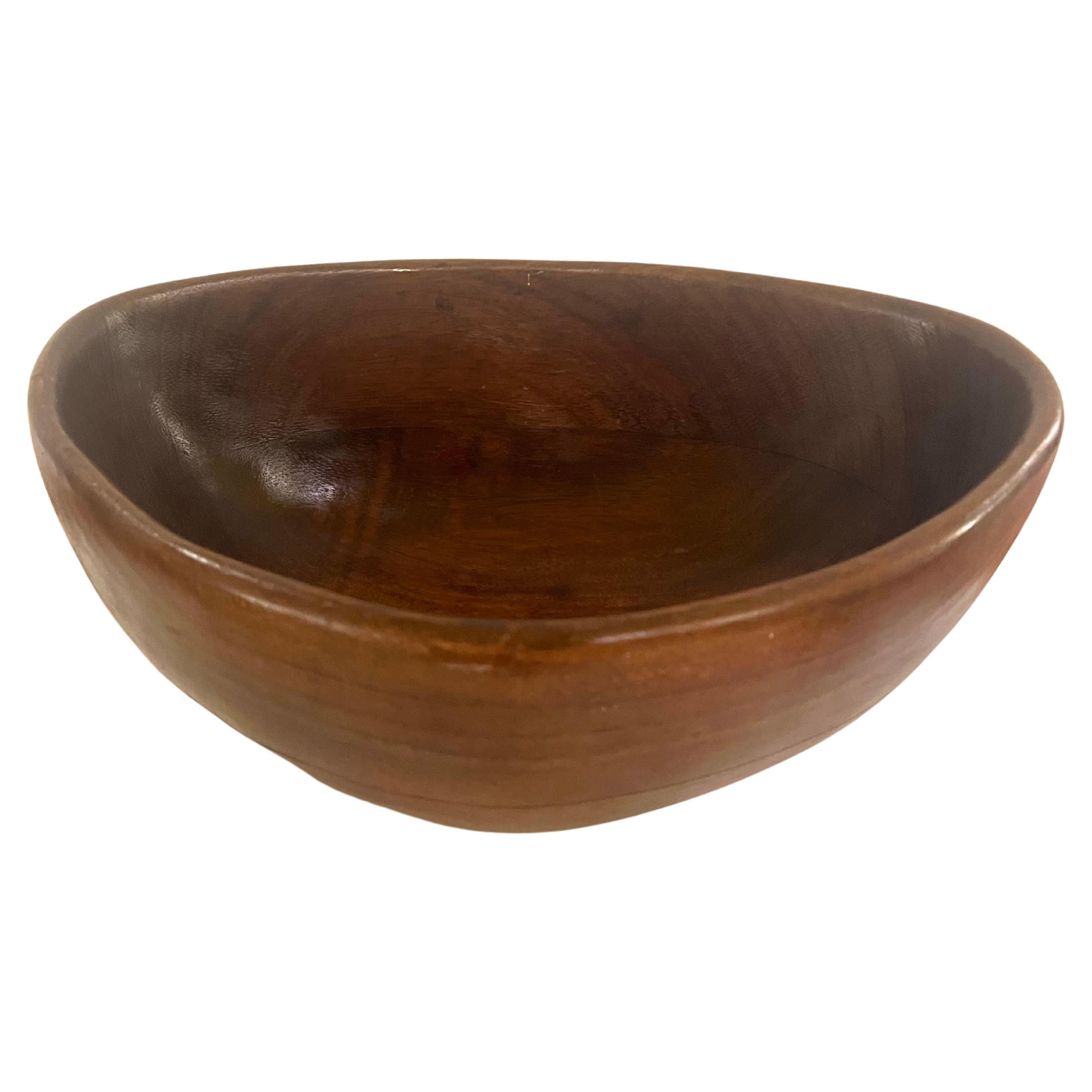 Large Majestic solid walnut Carved Freeform Tribal Bowl For Sale 1