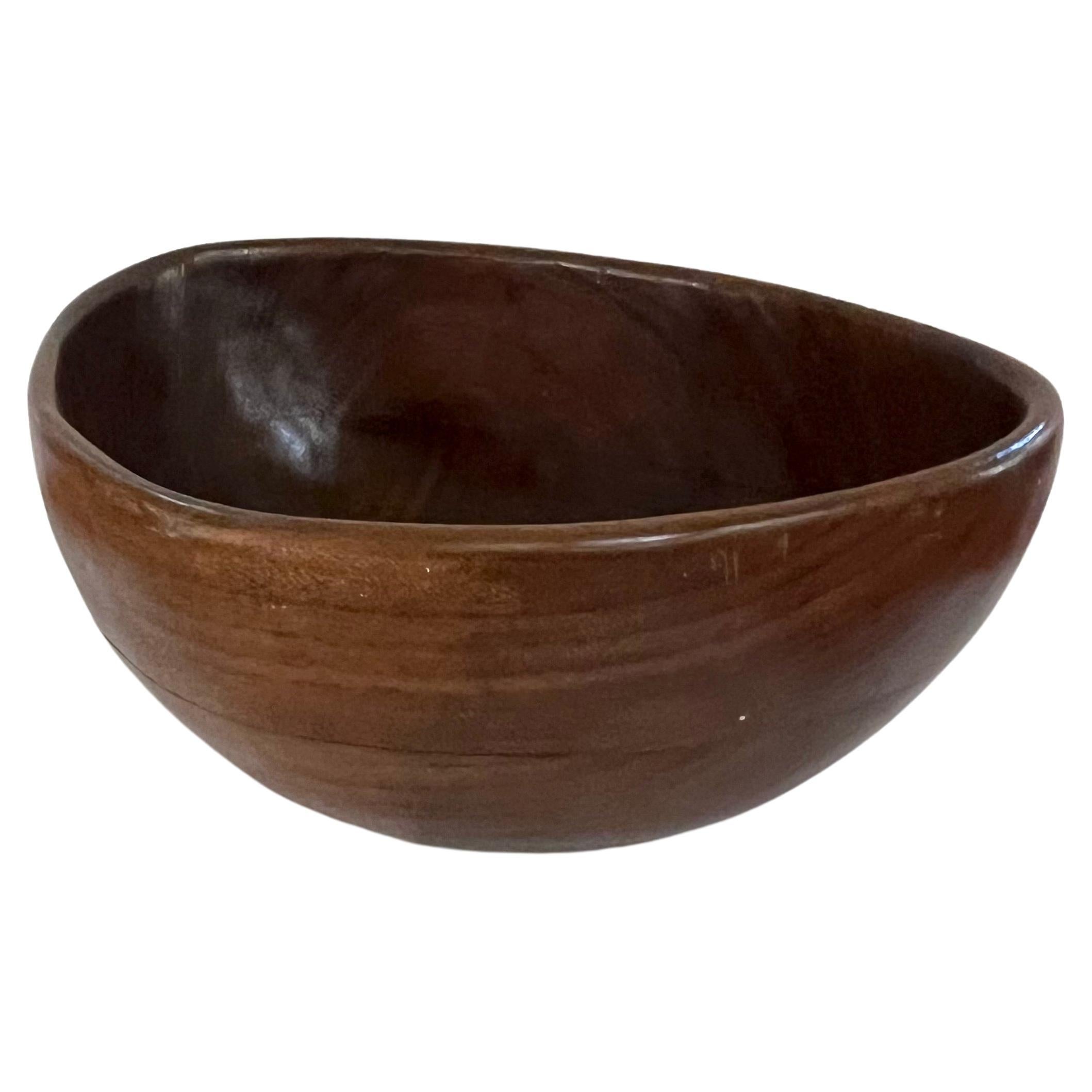 Large Majestic solid walnut Carved Freeform Tribal Bowl For Sale