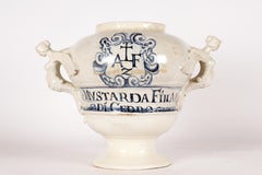 Large majolica Albarello with pharmaceutical writing, Italy circa 1730.