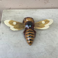 Large Majolica Bee Wall Pocket Sarreguemines, circa 1920