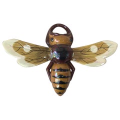 Large Majolica Bee Wall Pocket Sarreguemines, circa 1920