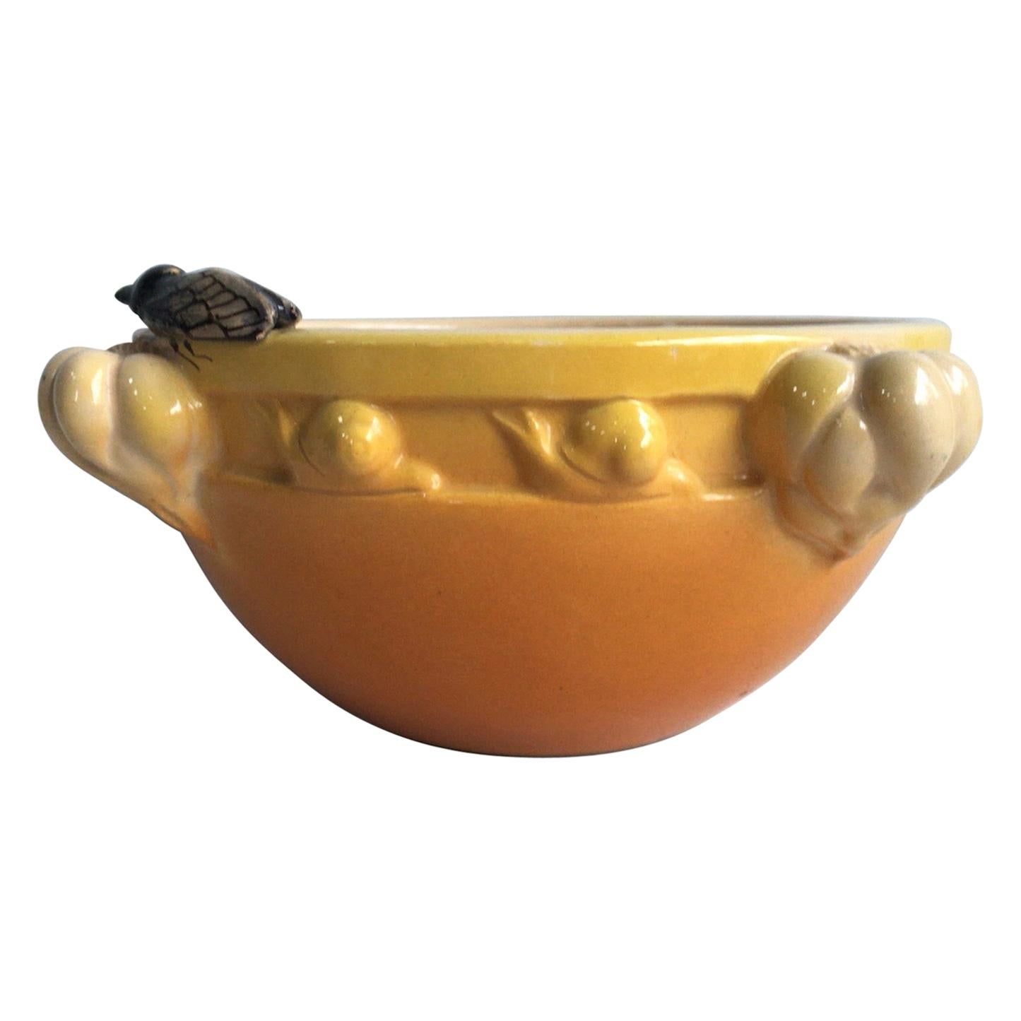 Large Majolica Jardiniere with Cicada and Snails, circa 1950