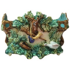 Large Majolica Hunt Jardinière Onnaing, circa 1880