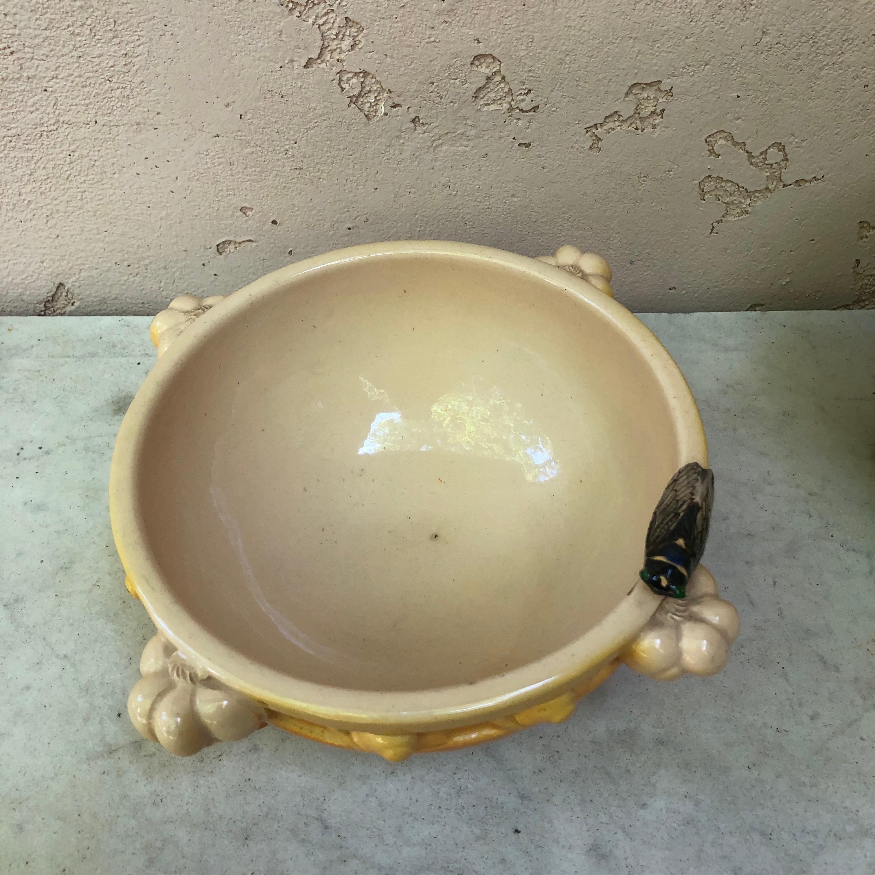 Large Majolica Jardiniere with Cicada and Snails, circa 1950 In Good Condition For Sale In Austin, TX