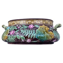Large Majolica Leaves Jardinière Choisy Le Roi, circa 1880