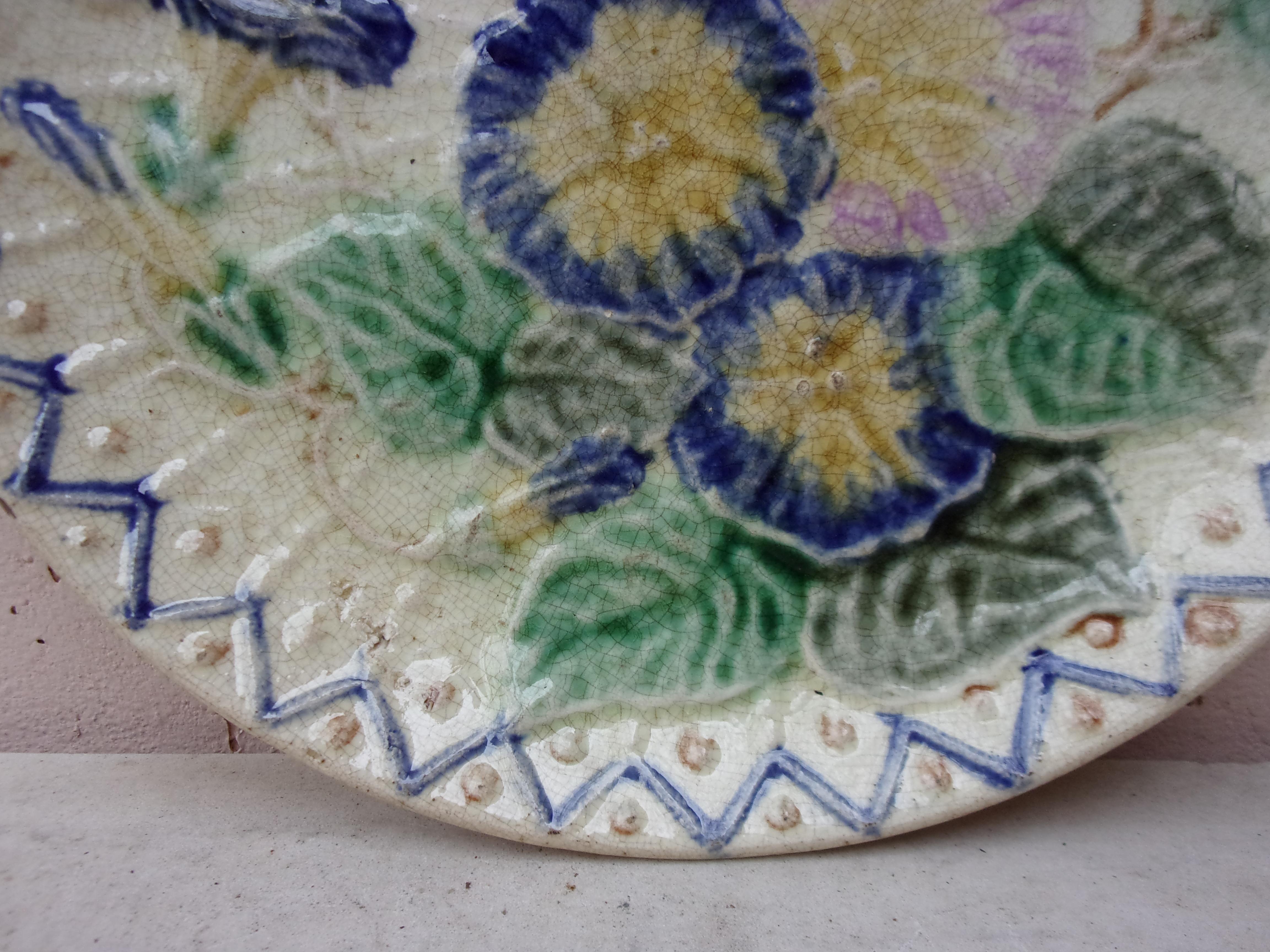 Large Majolica Morning Glory plate Wasmuel Circa 1890.
9.5