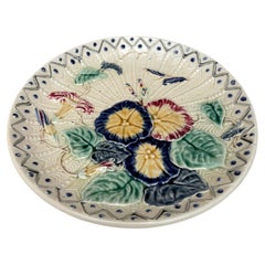 Large Majolica Morning Glory Plate Wasmuel, circa 1890