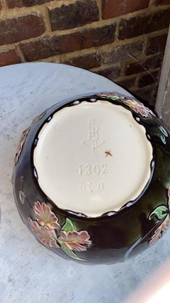 Großer Majolika Orchideen-Cache-Topf Fives-Lille, um 1890