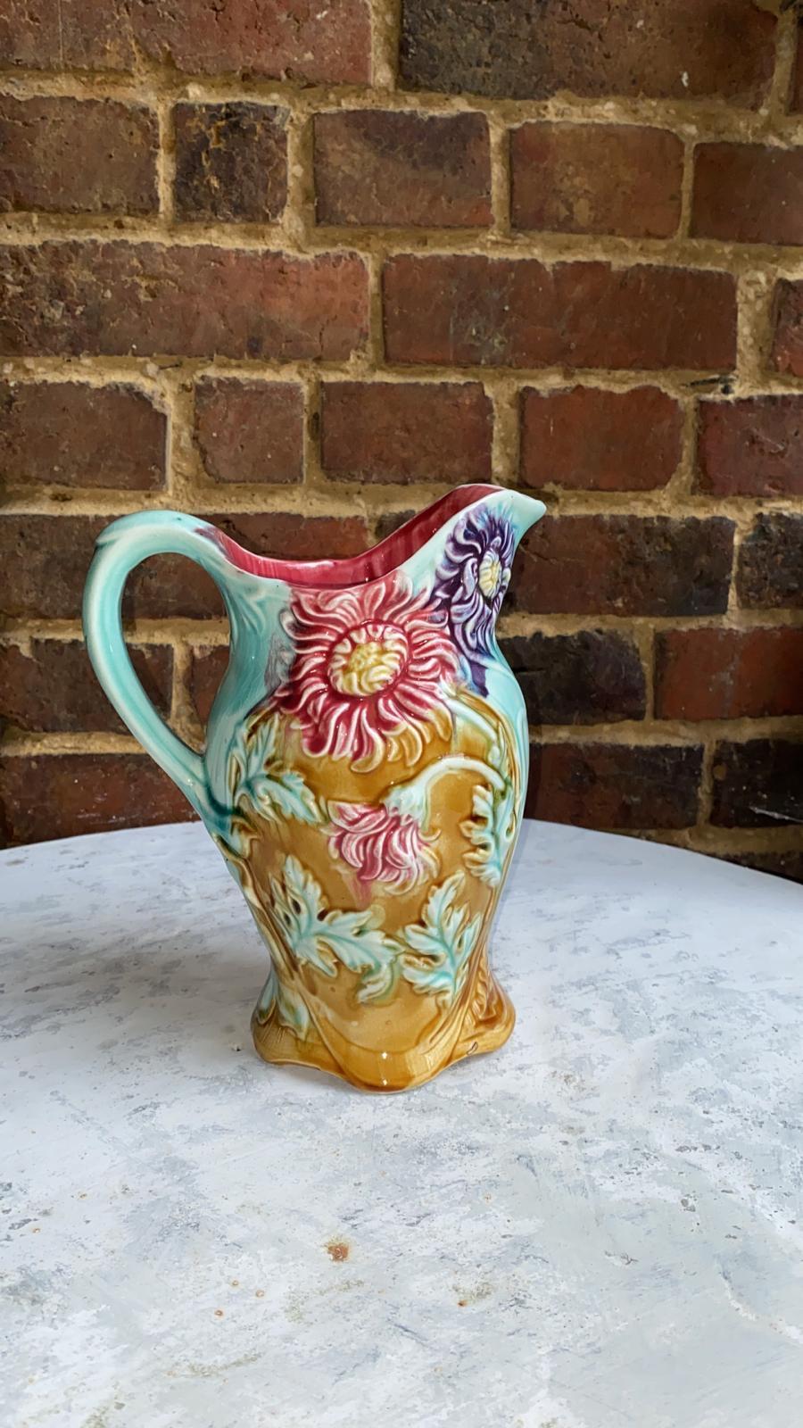 Large Majolica Orchid Cache Pot Fives Lille, circa 1890 In Good Condition In Austin, TX