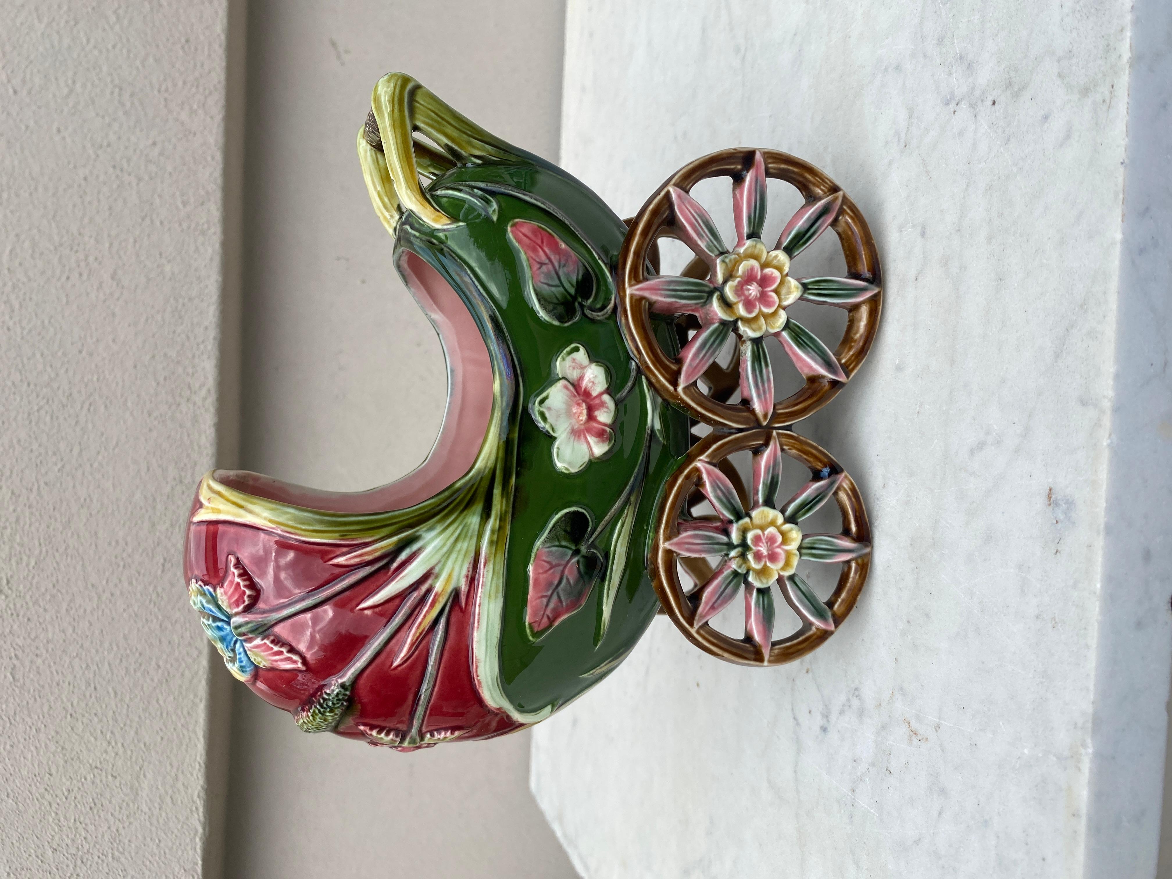 Large Majolica Orchid Cache Pot Fives Lille, circa 1890 1