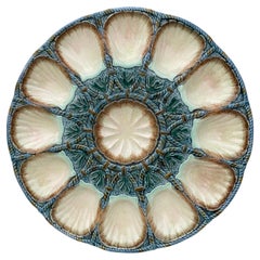 Antique Large Majolica Oyster Platter Sarreguemines Circa 1870