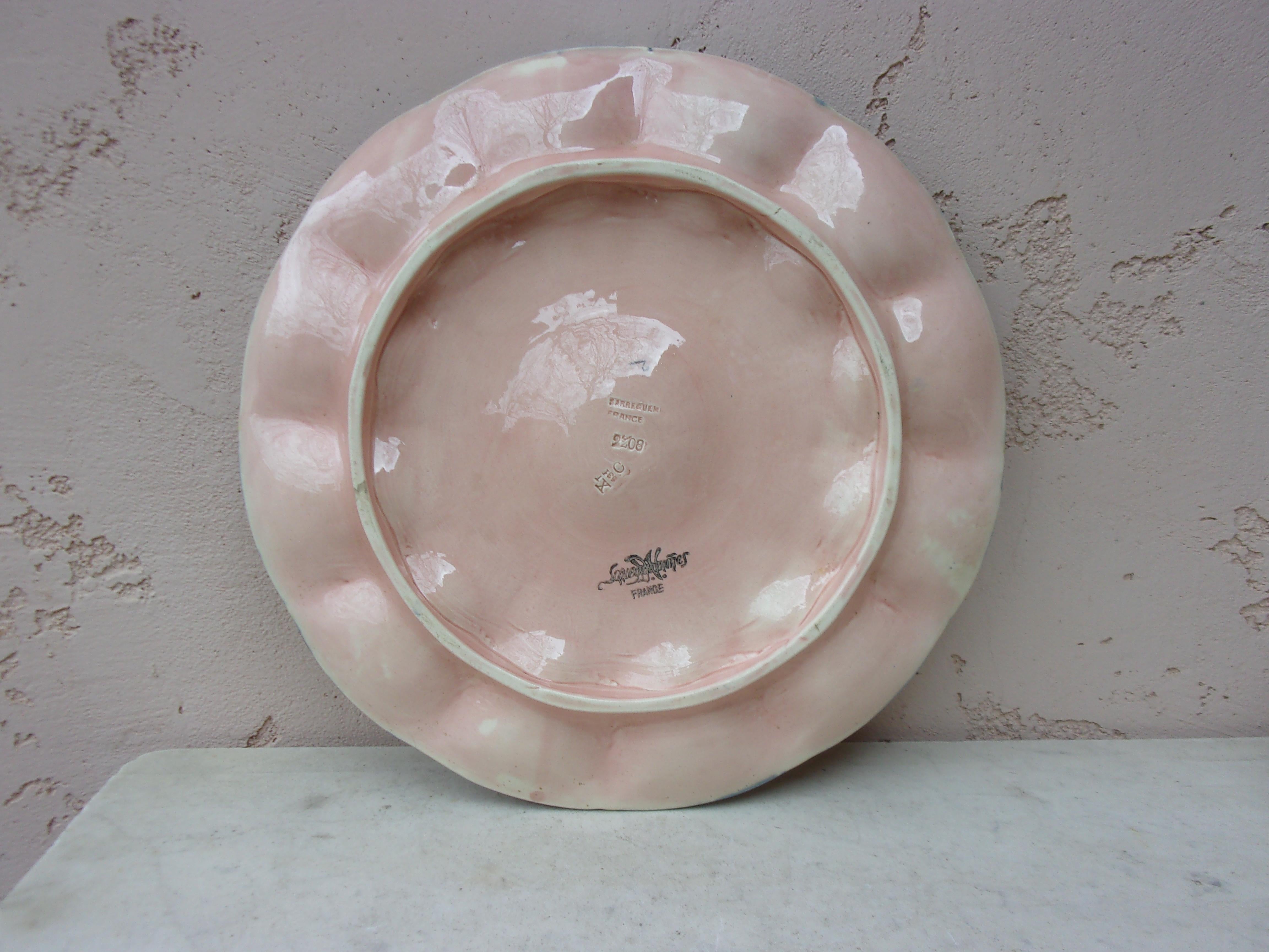 Ceramic Large Majolica Oyster Platter Sarreguemines Circa 1890