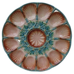 Large Majolica Oyster Platter Sarreguemines Circa 1890