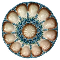 Large Majolica Oyster Platter Sarreguemines, Circa 1920