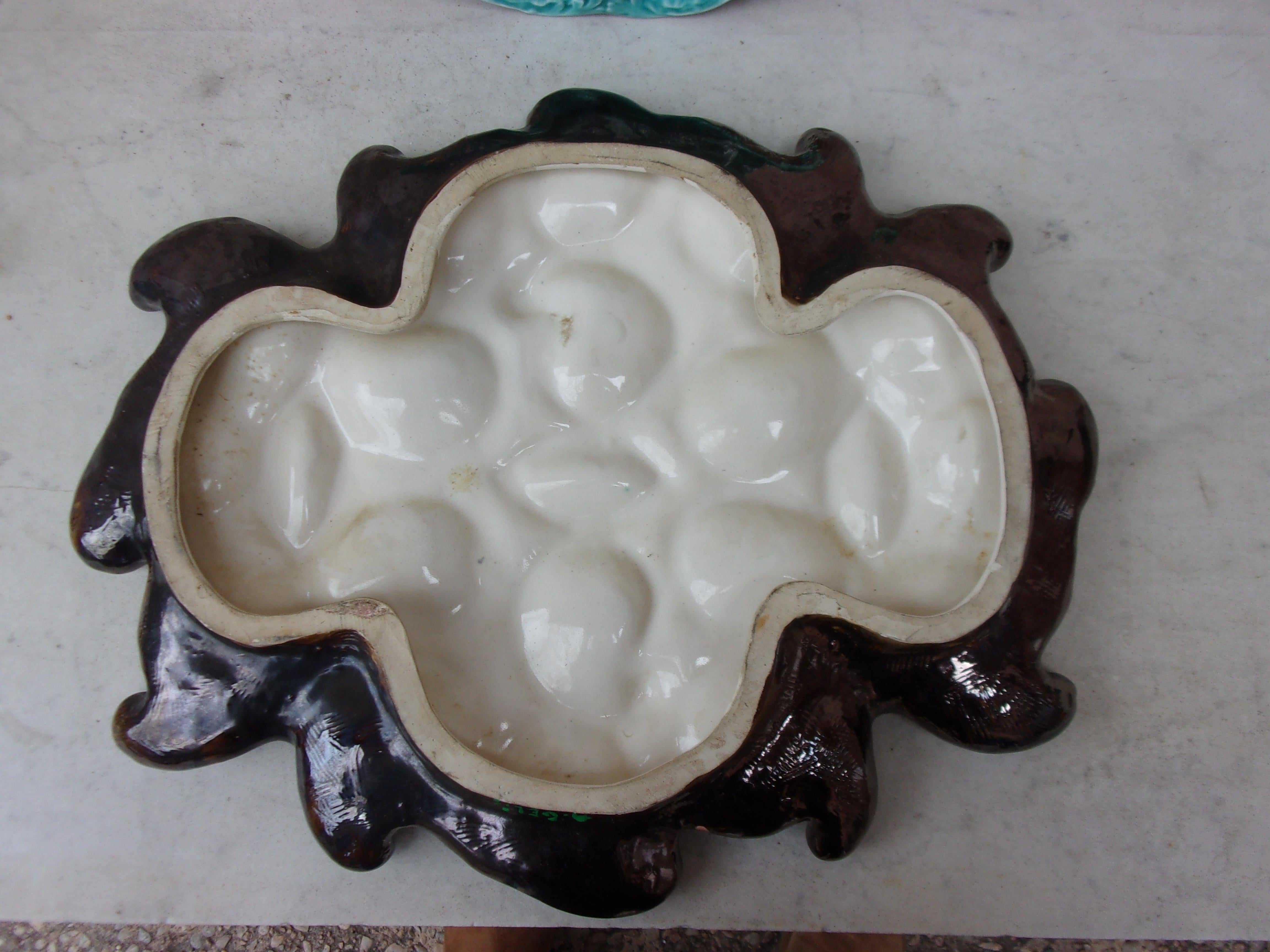 Large Majolica Oyster Platter Vallauris circa 1950 For Sale 3