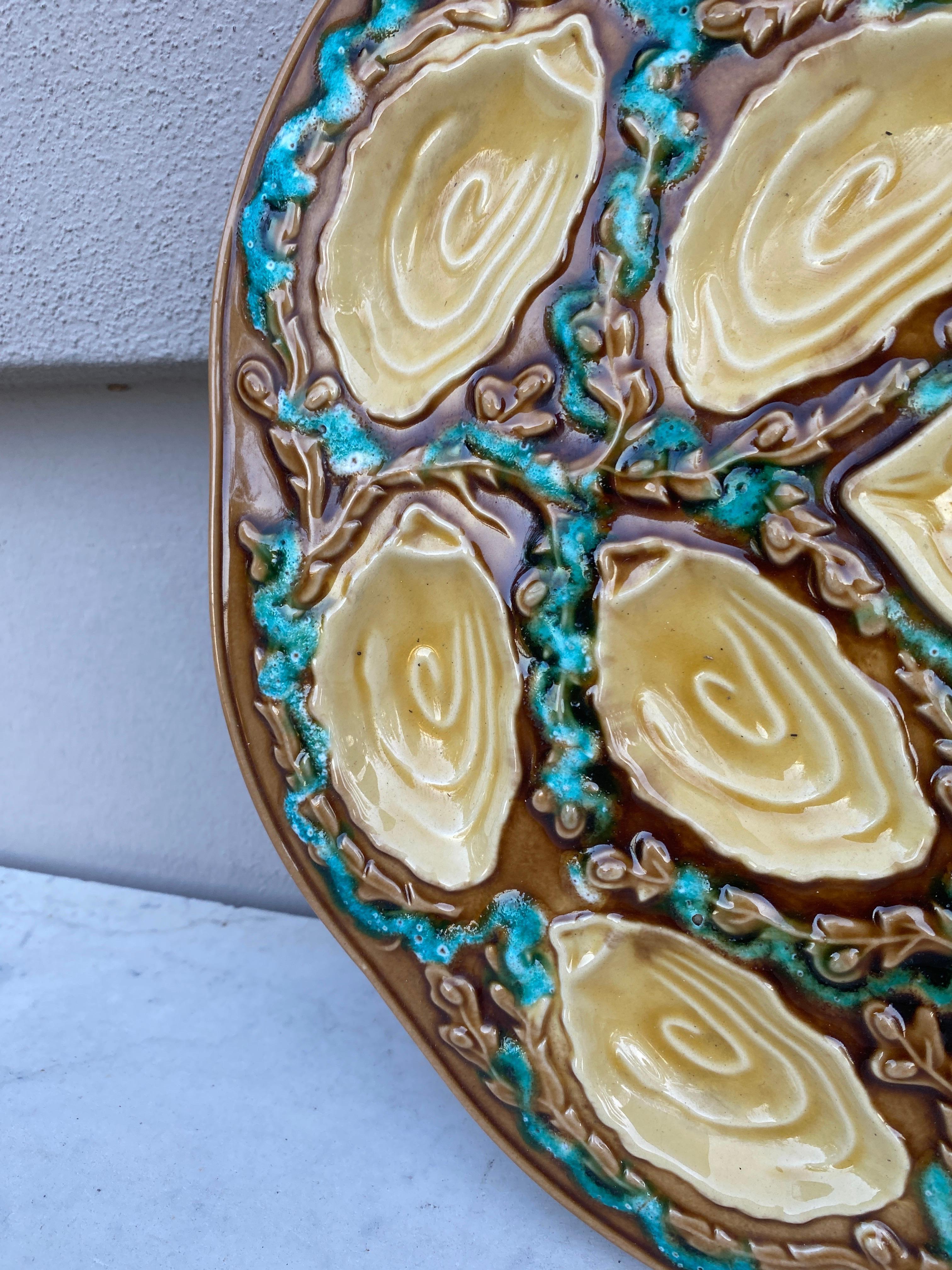 Mid-Century Modern Large Majolica Oyster Platter Vallauris circa 1950 For Sale
