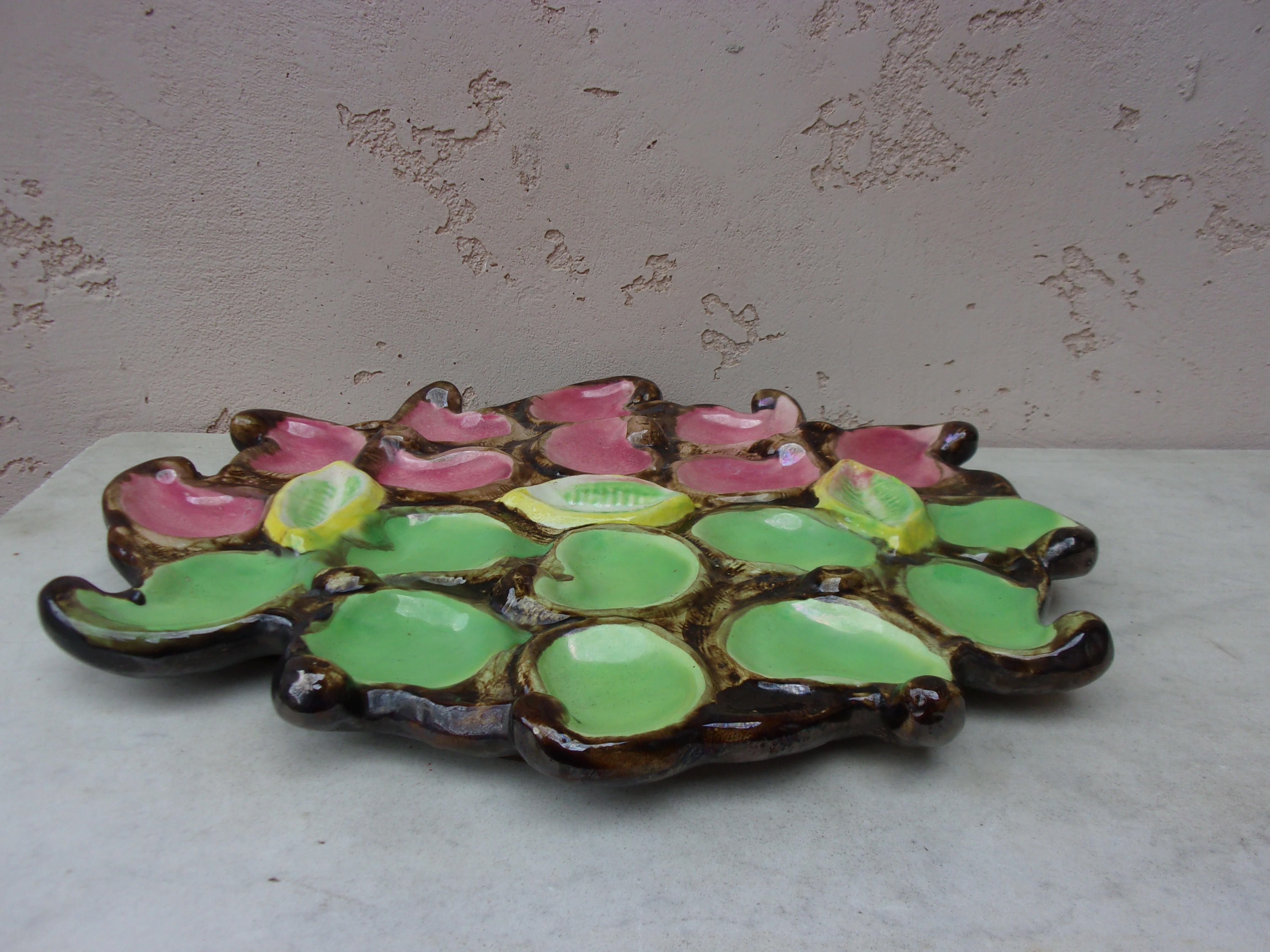 Large Majolica Oyster Platter Vallauris circa 1950 For Sale 1