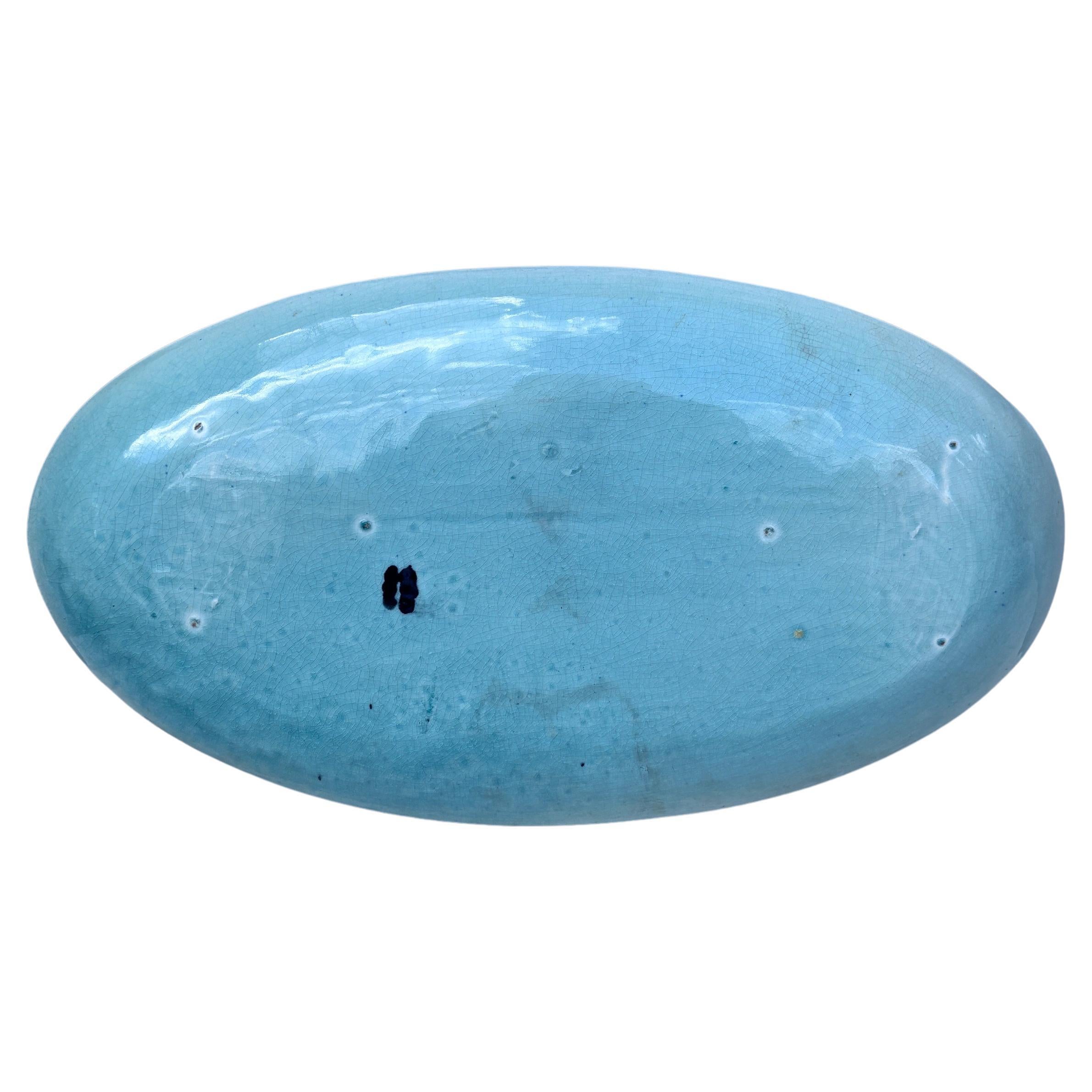 French Large Majolica Palissy Fish Wall Platter Circa 1920 For Sale