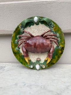 Large Majolica Palissy Portuguese Crab Wall Platter, circa 1940