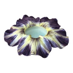 Large Majolica Pansy Cache Pot Delphin Massier circa 1890