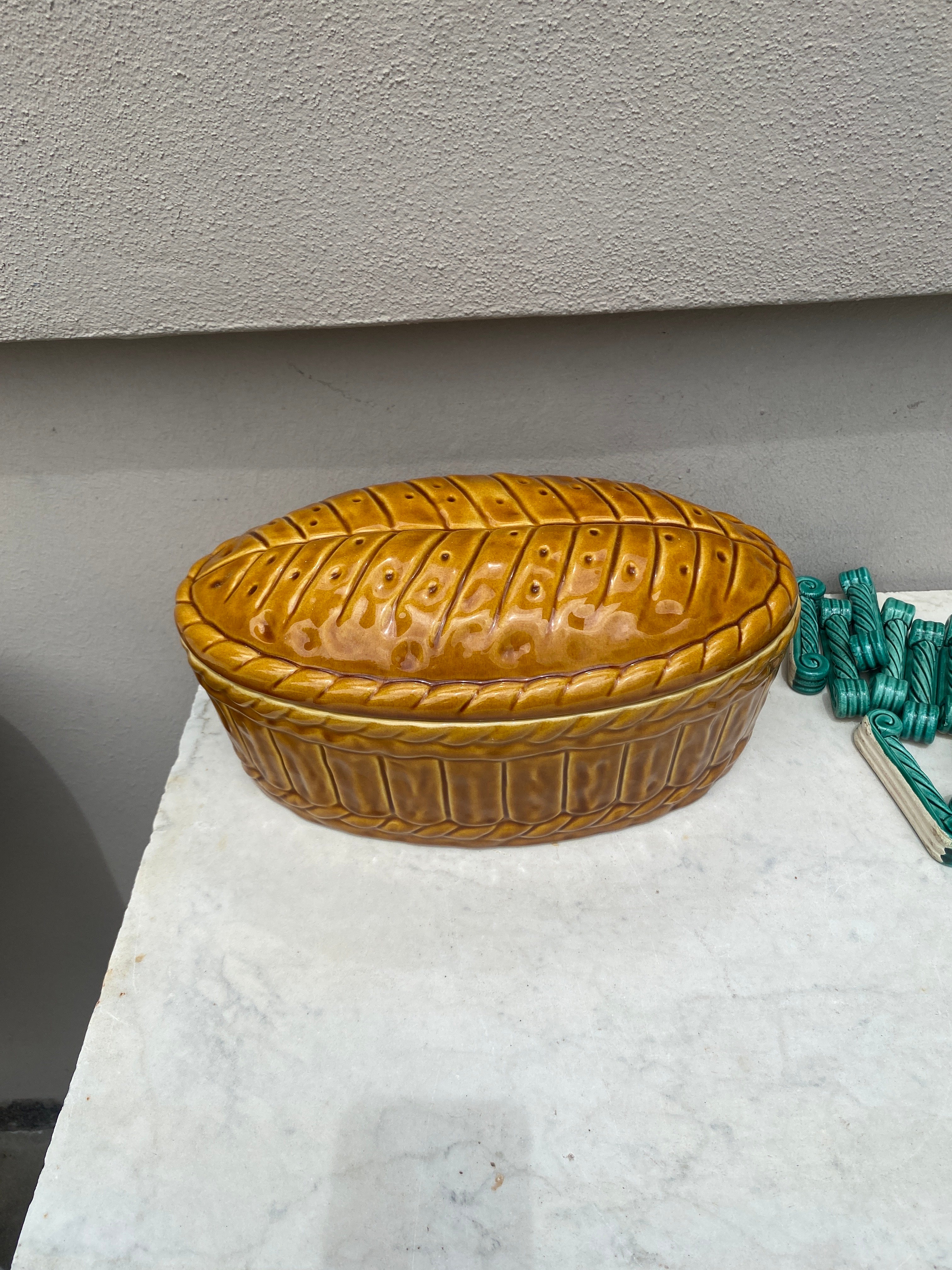 Large Majolica Pate Tureen signed Caugant Circa 1950.