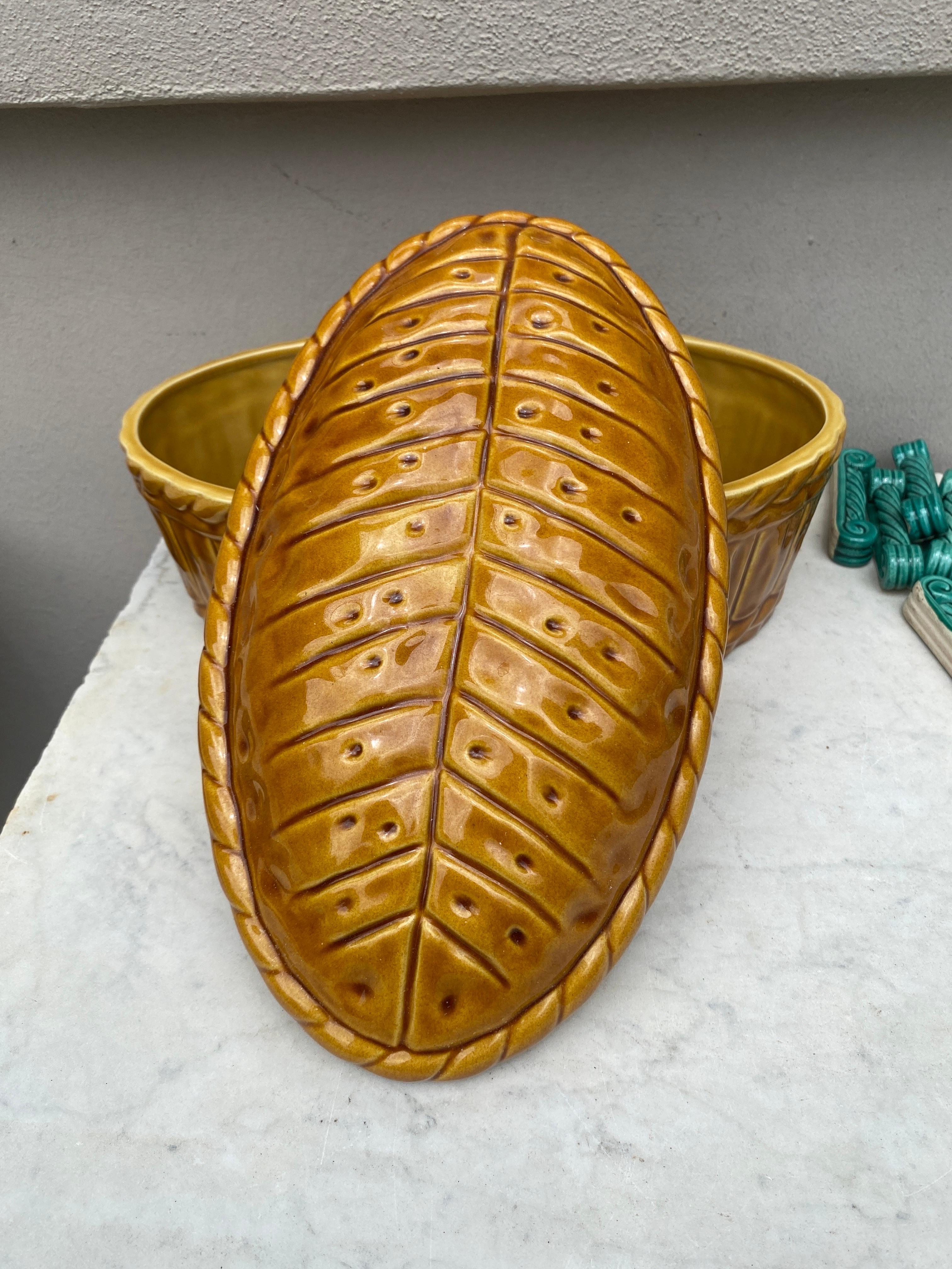 Rustic Large Majolica Pate Tureen Caugant Circa 1950 For Sale