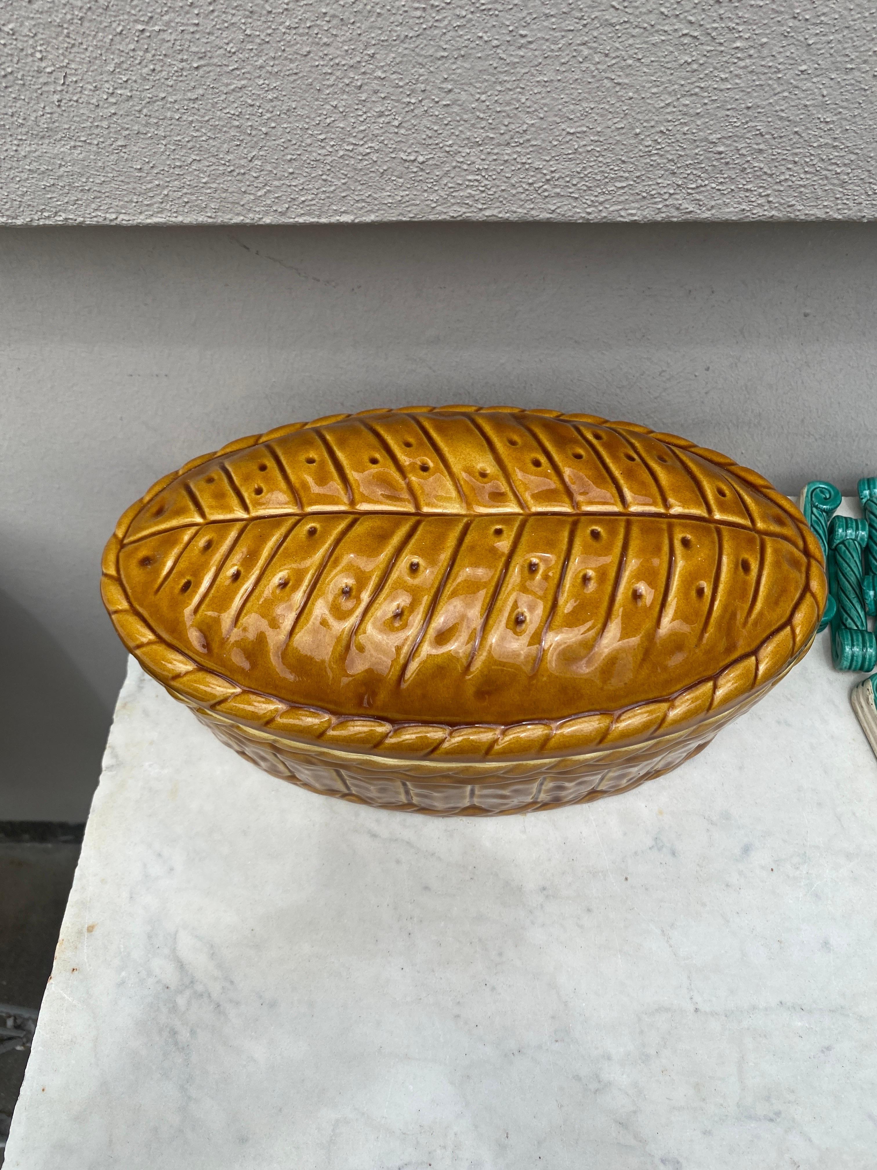French Large Majolica Pate Tureen Caugant Circa 1950 For Sale
