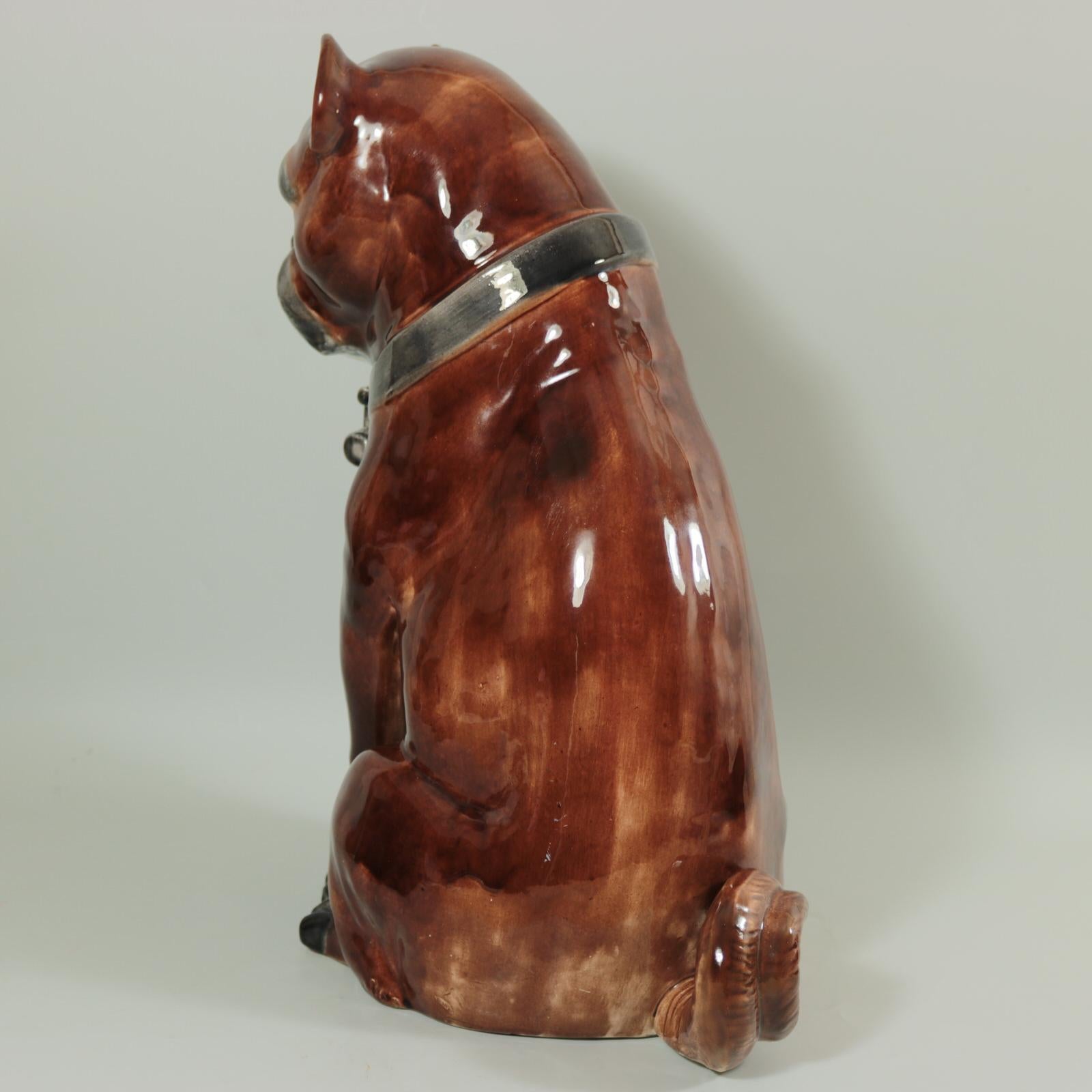 Victorian Large Majolica Pug Figure For Sale