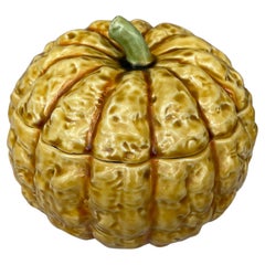 Große Majolika-Pumpkin-Terrine aus Sarreguemines, um 1930
