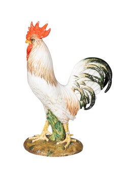 Large Majolica Rooster By Ugo Zaccagnini