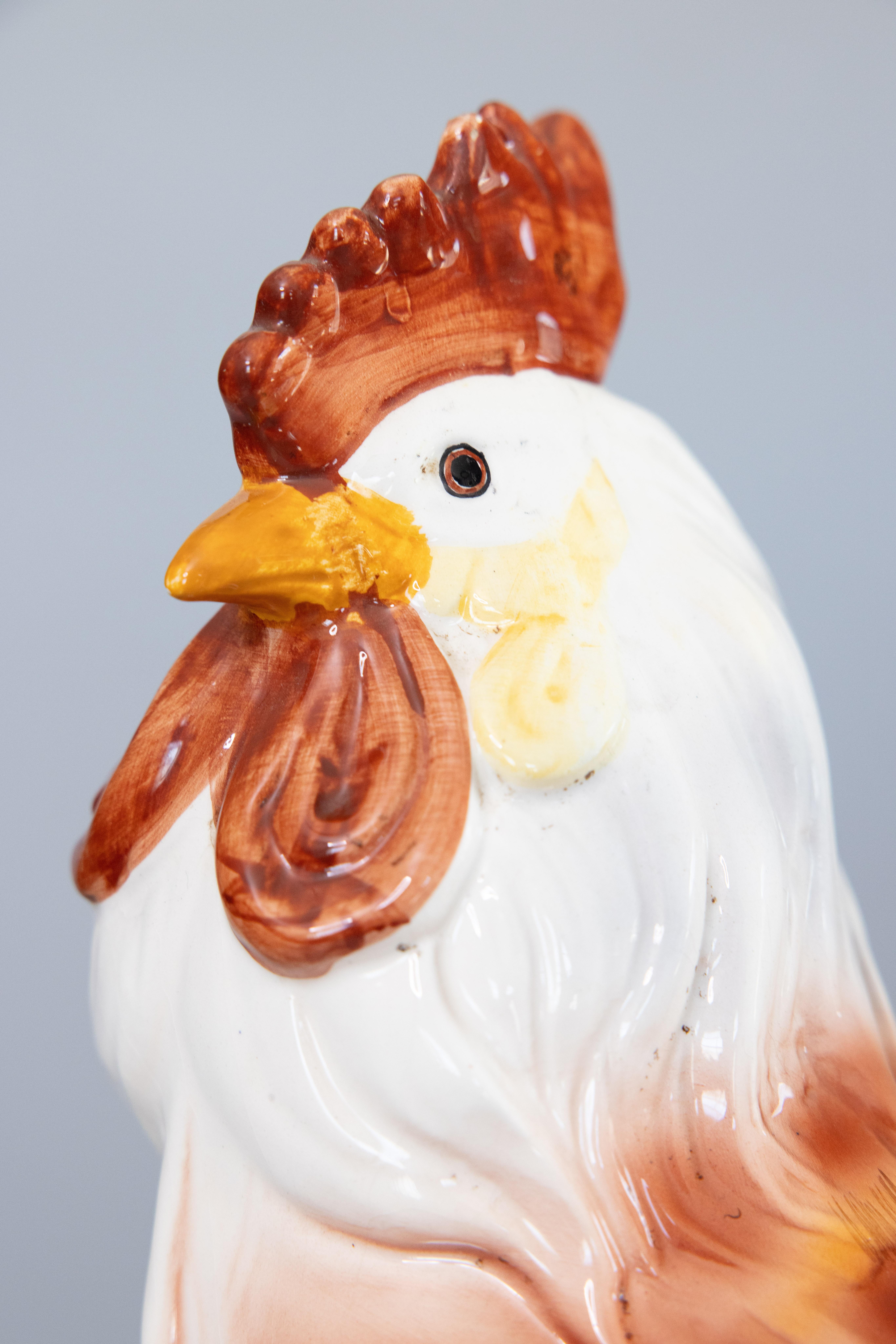 Large Majolica Rooster, Marked In Good Condition For Sale In Pearland, TX
