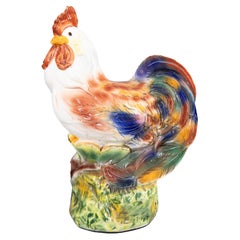 Large Majolica Rooster, Marked