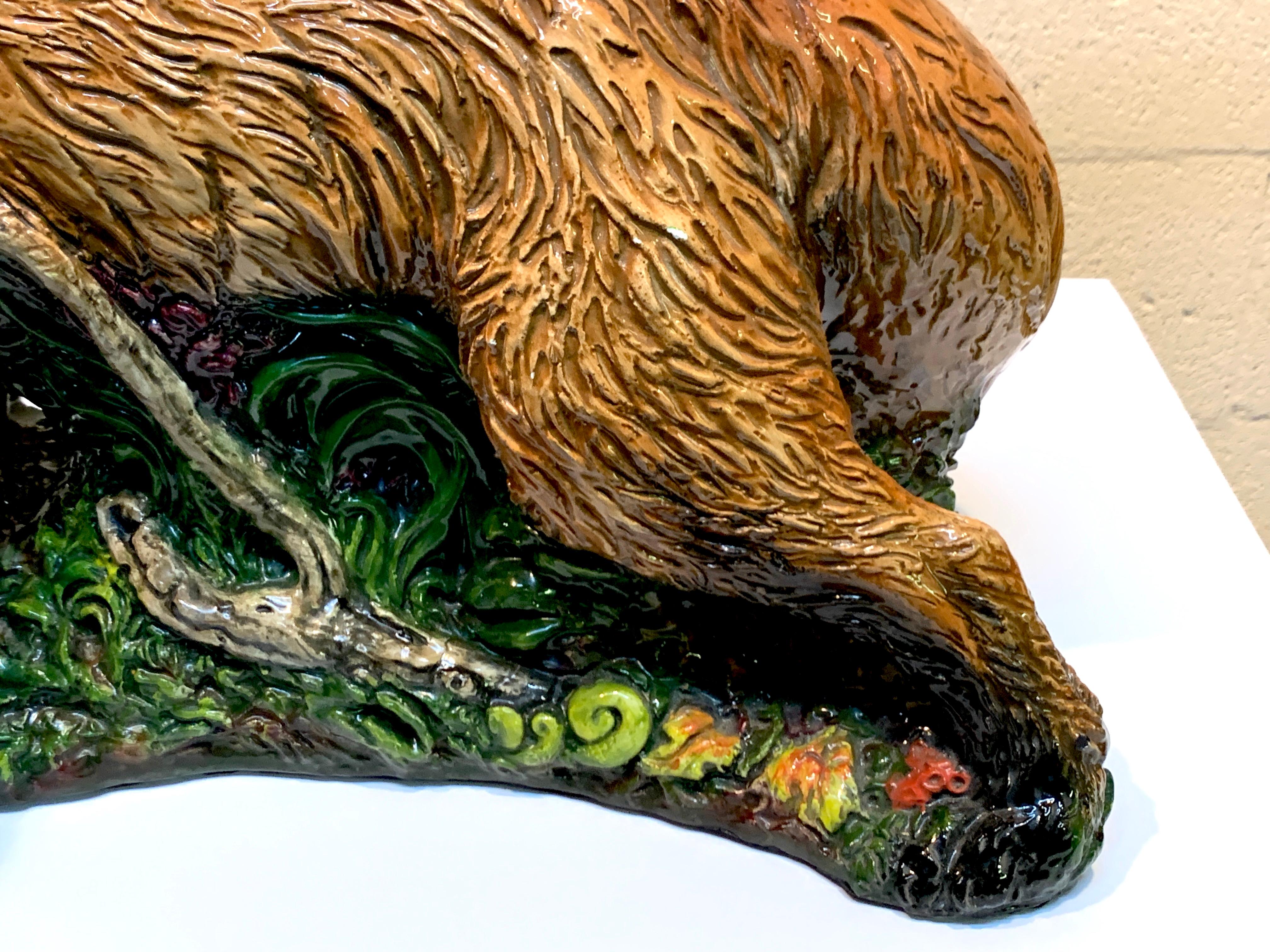 American Large Majolica Style Model of a Fox