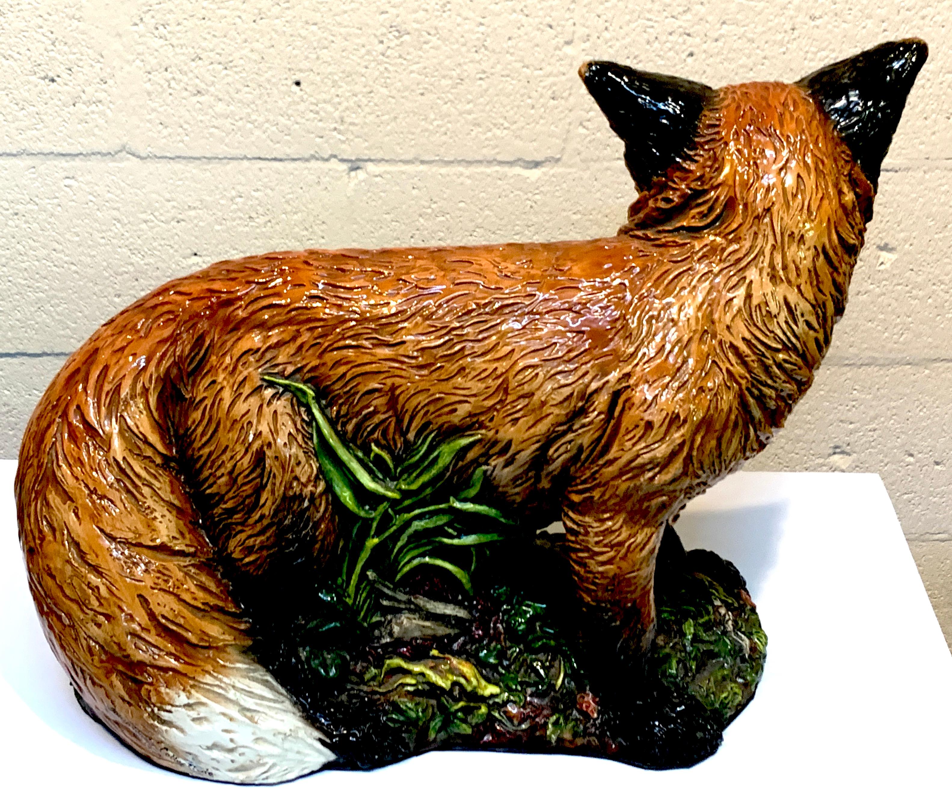 20th Century Large Majolica Style Model of a Fox
