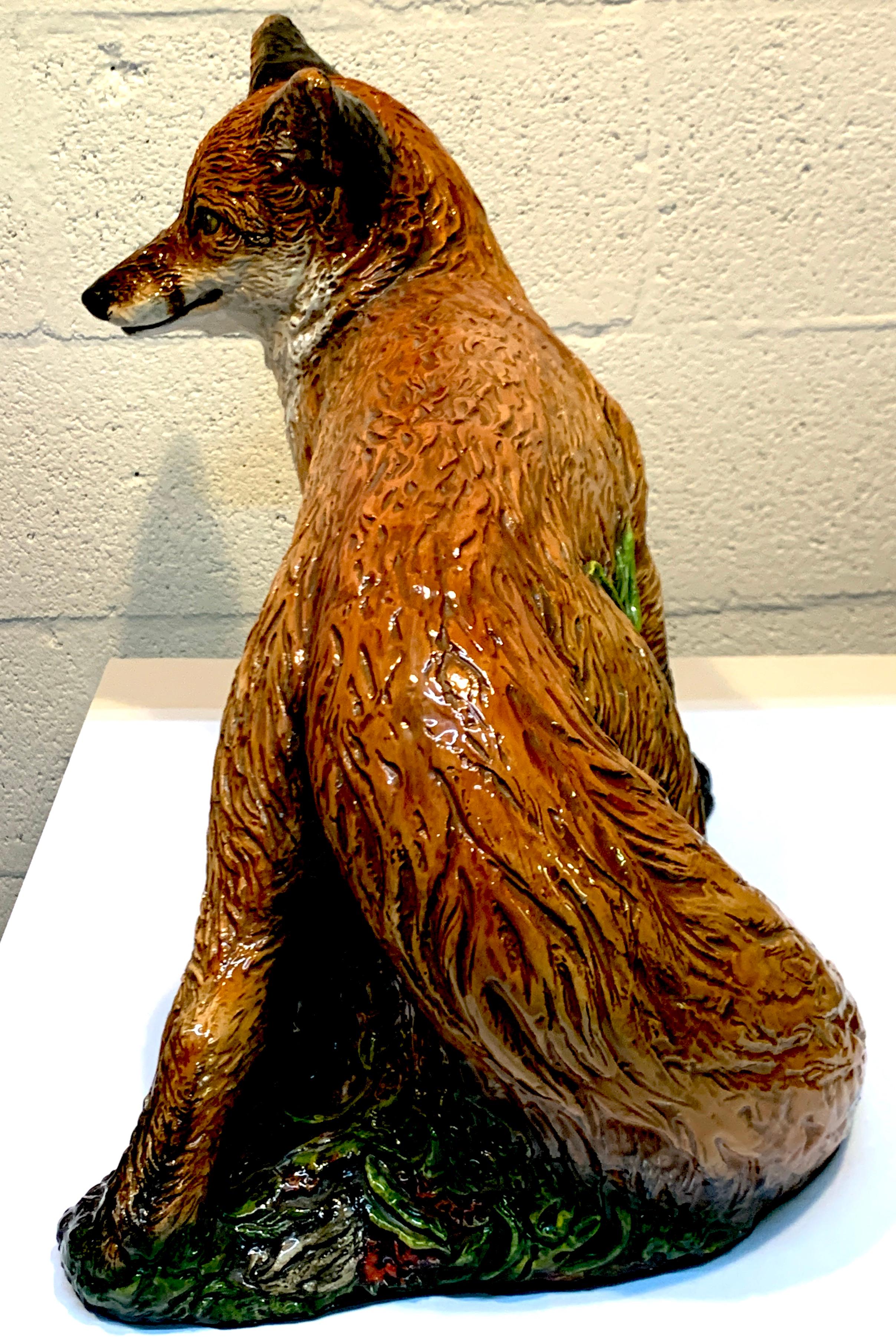 Ceramic Large Majolica Style Model of a Fox