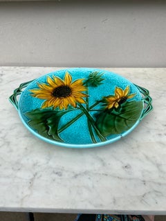 Large Majolica Sunflower Platter Villeroy & Boch, circa 1900