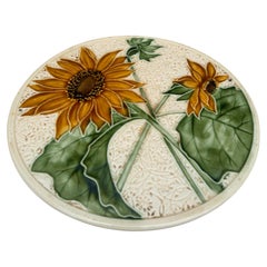 Large Majolica Sunflower Platter Villeroy & Boch, circa 1920