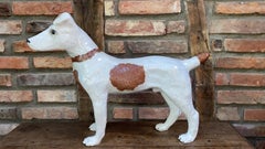 Großer Majolika-Terrakotta-Hundehund Bavent aus Majolika